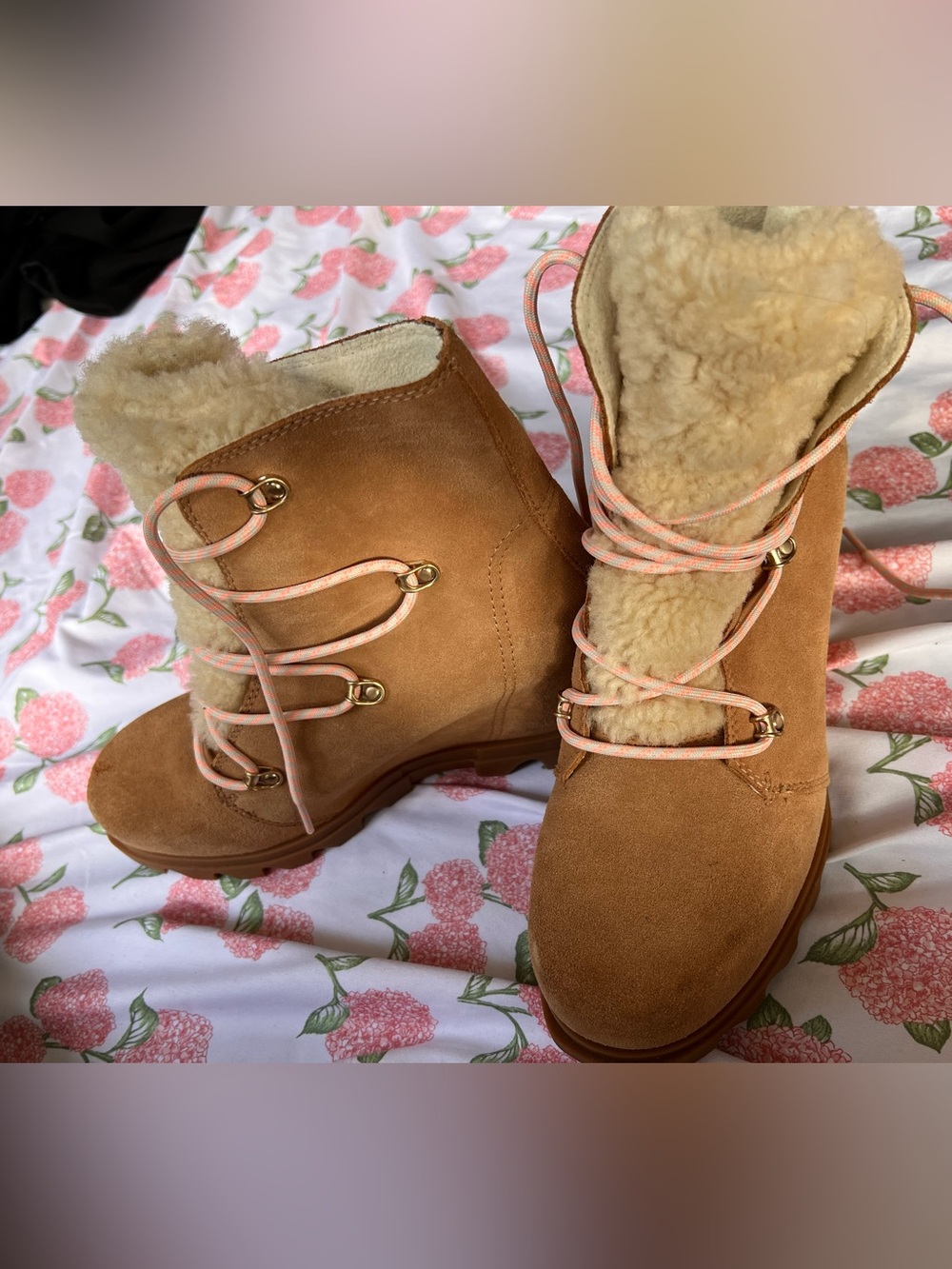 Sorel Tan Suede Shearling-Lined Lace-Up Winter Boots